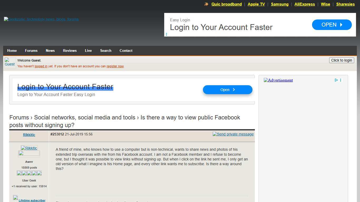 Is there a way to view public Facebook posts without signing up?